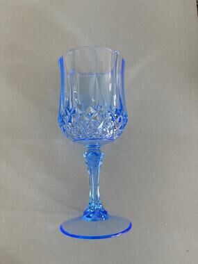 24PCS Blue Plastic Wine Glasses - 7 Oz Disposable Goblets NEW